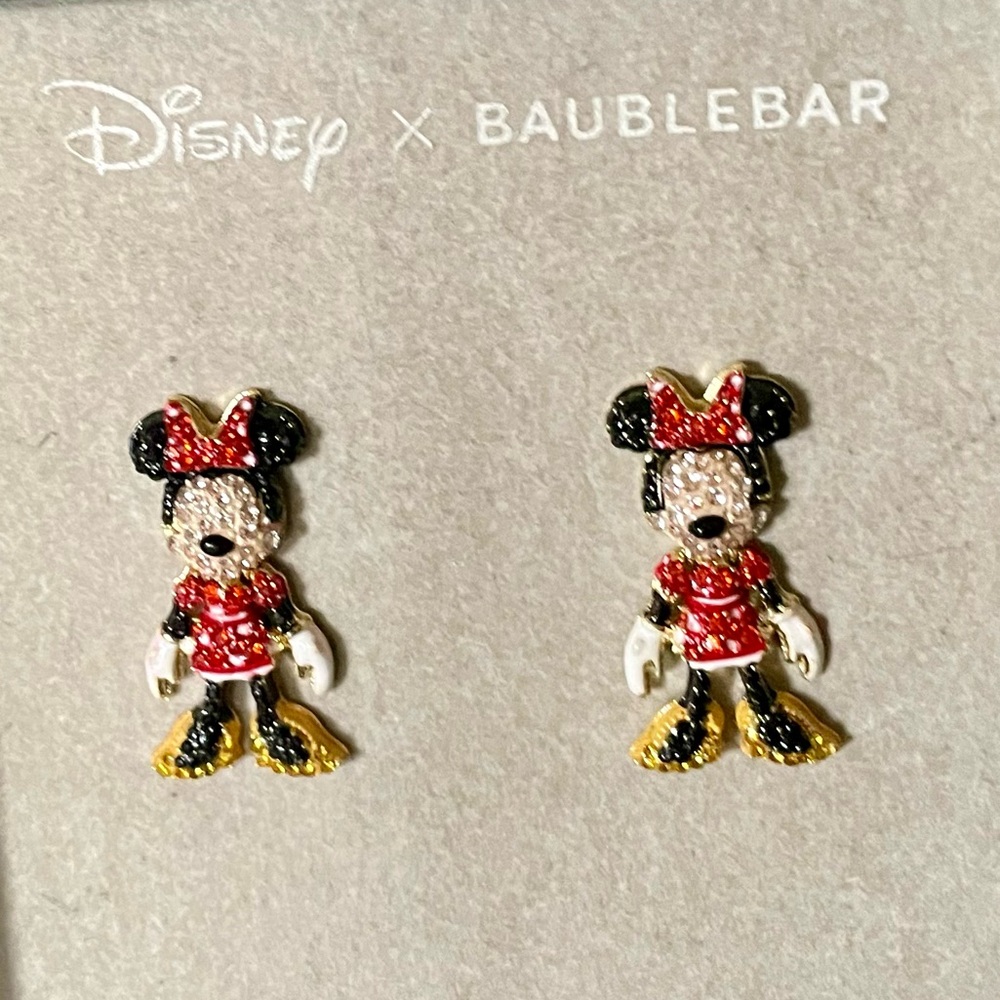 Disney X Baublebar Minnie Mouse Dangle Enamel Earrings Blingy